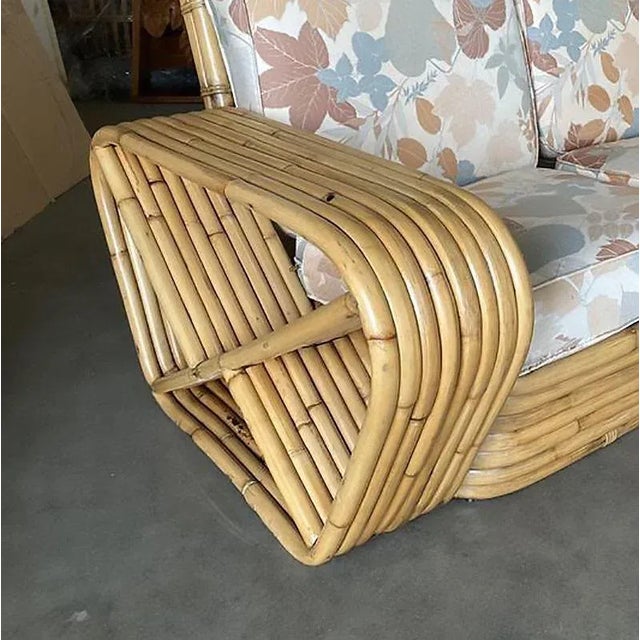 Mid-Century Modern Restored Eight-Strand Square Pretzel Arm 3-Seat Section Sofa For Sale - Image 3 of 5