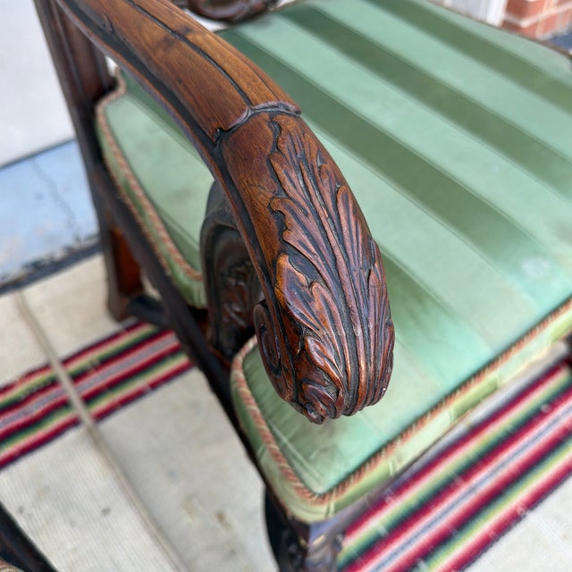 Antique Pair of Flemish Heavily Carved Ebonized Armchairs, Circa Mid-19th Century For Sale - Image 4 of 12