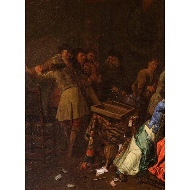 Pieter Angillis, Banquet and Brawl, 1720, Oil on Canvases, Framed, Set of 2 For Sale - Image 10 of 15