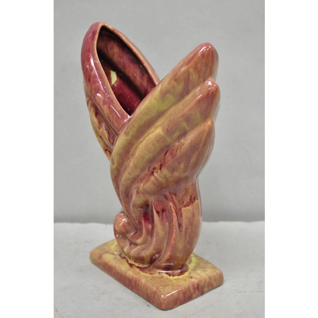 Gonder Pottery Mid 20th Century Modern Gonder Ceramic Pottery 810 Red Flambe Flame Sculptural Vase For Sale - Image 4 of 10