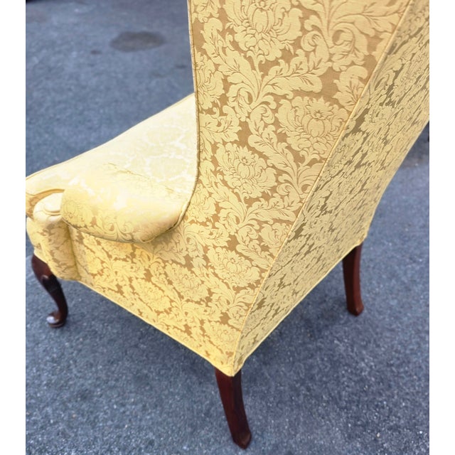 Wood Vintage Queen Anne High Wingback Armchair For Sale - Image 7 of 14