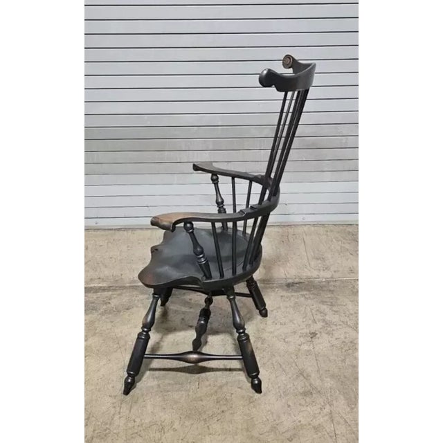 Mid 20th Century Mid 20th Century Black Windsor Fan-Back Armchair Carved Knuckles Antiquity Delafield Wisconsin For Sale - Image 5 of 6