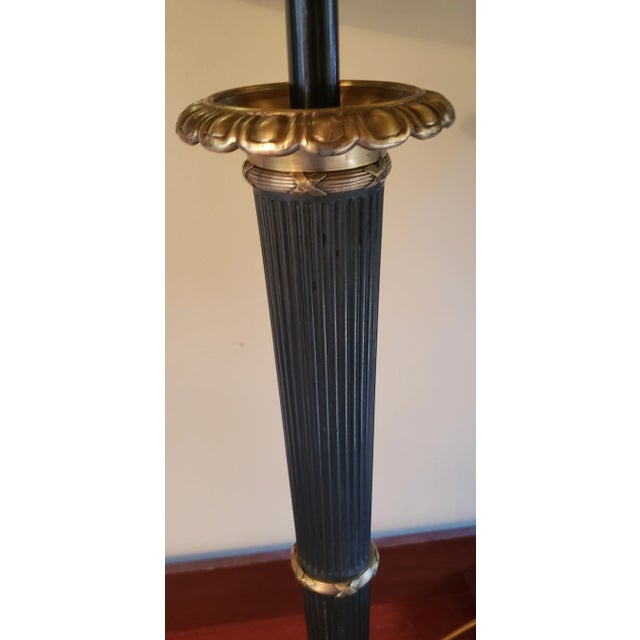 Late 20th Century Vintage Black & Gold Empire Torch Style Table Lamp For Sale - Image 5 of 8