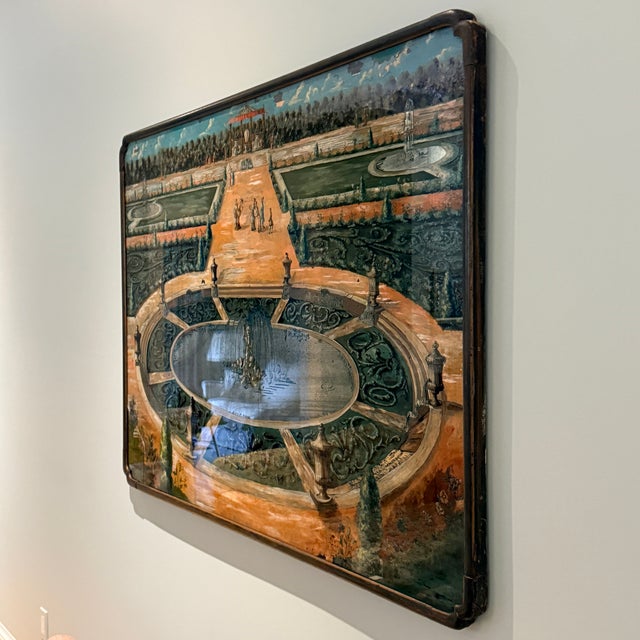 French Antique French Reverse Painted Mirror For Sale - Image 3 of 18