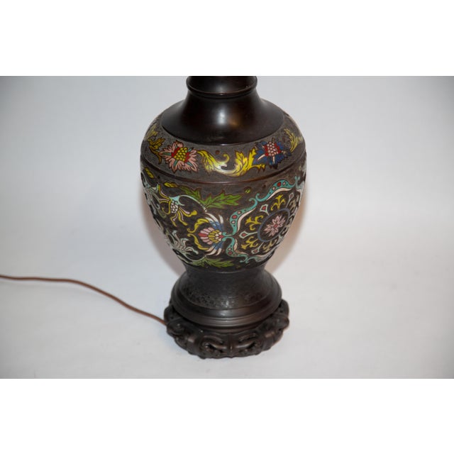 Late 19th Century Late 19th/Early 20th Century Asian Champleve Bonze Table Lamp For Sale - Image 5 of 8
