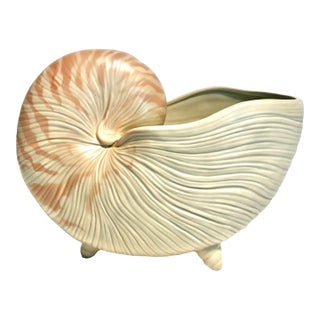 Mid Century Modern Fitz and Floyd Nautilus Seashell Planter For Sale
