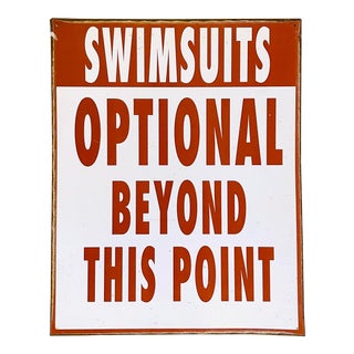 Vintage Metal Swimming Pool Sign Swimsuits Optional Beyond This Point For Sale