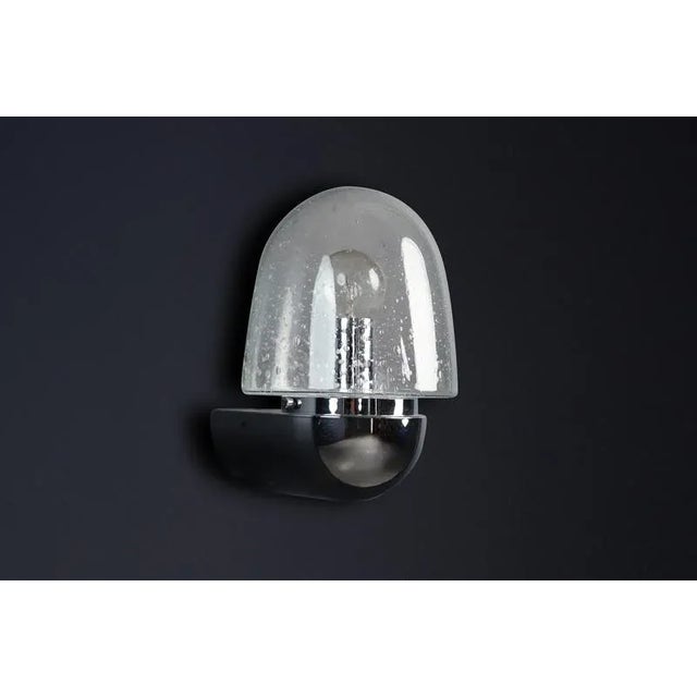 1960s Mid-Century Wall Sconce Chrome & Bubble Glass from Glashütte Limburg, 1960s For Sale - Image 5 of 11