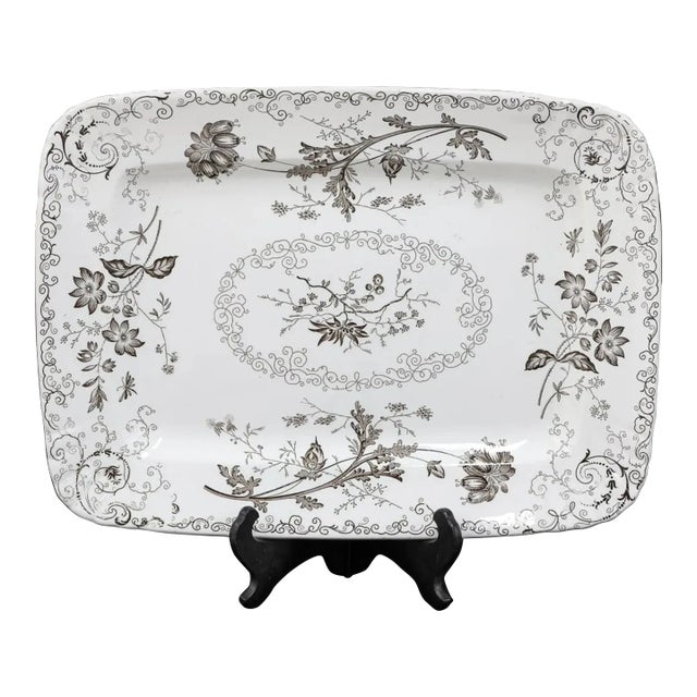 Antique Chelsea Floral Transferware Platter For Sale