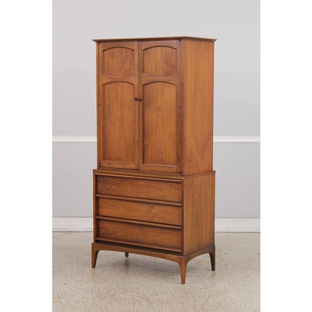 Mid-Century Modern Walnut Mid Century Modern Gentlemens Chest Armoire by Lane For Sale - Image 3 of 18