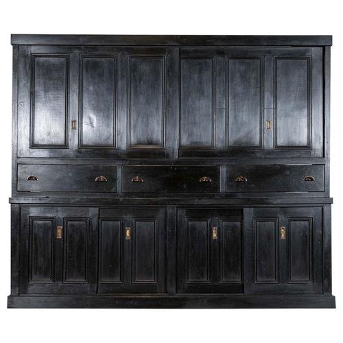 19th Century English Monumental Ebonised Pine Housekeepers Cupboard, 1880s For Sale - Image 18 of 18