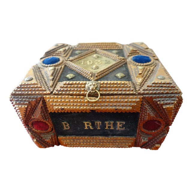 Tramp Art Wedding Box, 1920s For Sale