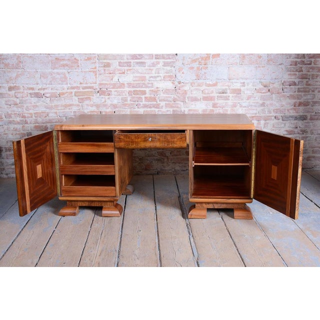 Art Deco Writing Desk in Mahogany & Walnut, Czech, 1920s For Sale - Image 13 of 18