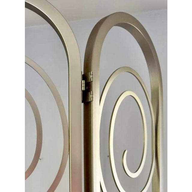 1990s Ethan Allen Radius Collection Brushed Nickel Three-Panel Architectural Folding Room Divider For Sale - Image 13 of 18