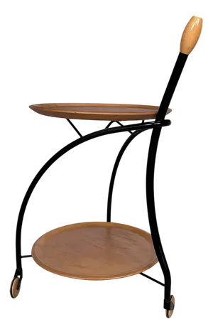 Italian 3-Wheel Serving Trolley in Steel and Wood from Bonaldo, 1990s