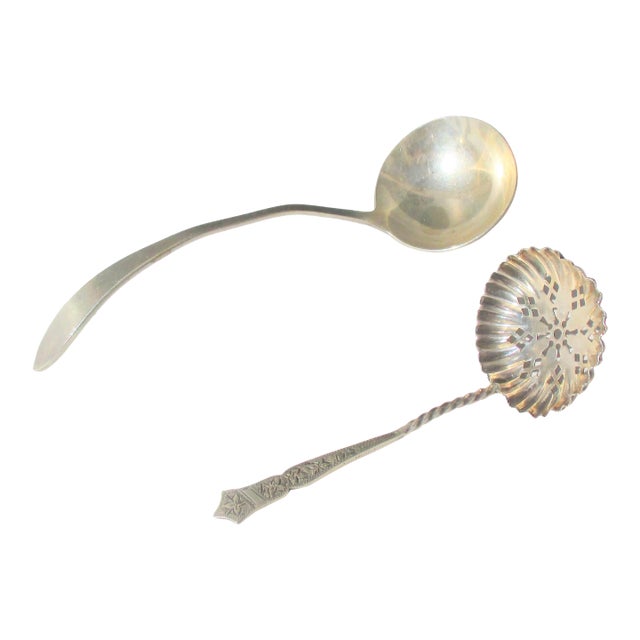 Sterling Silver Serving Laddles -A Pair of 2 For Sale