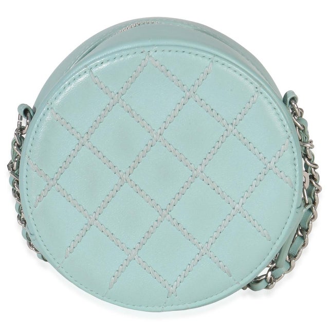 Chanel Teal Ultimate Stitch Lambskin Round Clutch On Chain For Sale - Image 4 of 9