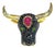 Bochic "Orient" Neoclassical Bull, Ruby & Sapphire Ring Set 18K Gold & Silver For Sale