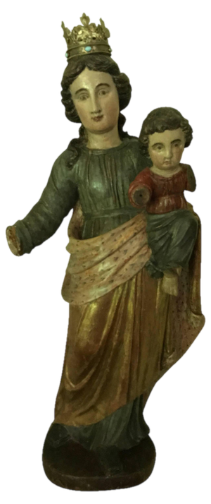 18th Century Polychrome Limewood Statue of H.Maria and Child Jezus