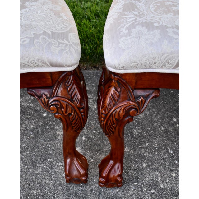 Vtg. Set of Four Heavily Carved Chippendale Style Cherry Side Dining Chairs For Sale - Image 10 of 16