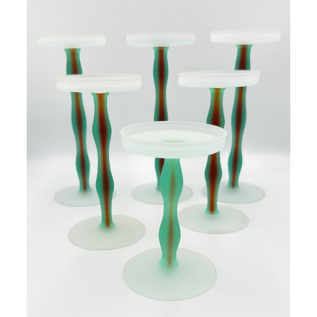 Postmodern Postmodern Orrefors "Celeste" Candle Holders by Anne Nilsson Squiggle 6pc Set For Sale - Image 3 of 6