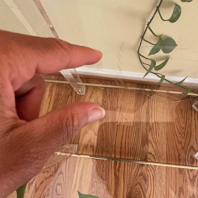 Vintage Charles Hollis Jones Style Clear Acrylic and Brass Console Table For Sale - Image 12 of 12