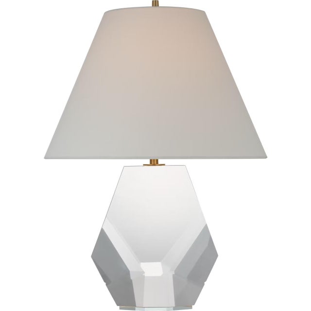 Modern Thomas O'Brien by Visual Comfort Signature Anthenee 25" Table Lamp in Crystal with Linen Shade For Sale - Image 3 of 3