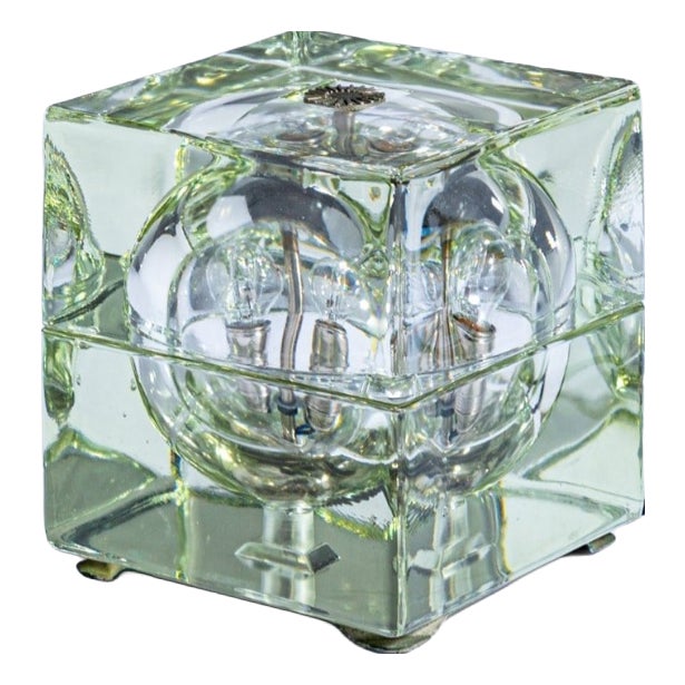 Cubosfera Glass Table Lamp by Alessandro Mendini for Fidenza Vetraria, 1960s For Sale