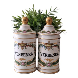 Mid 20th Century French Provence Style Carlin Comforts Pair of Apothecary Jars For Sale