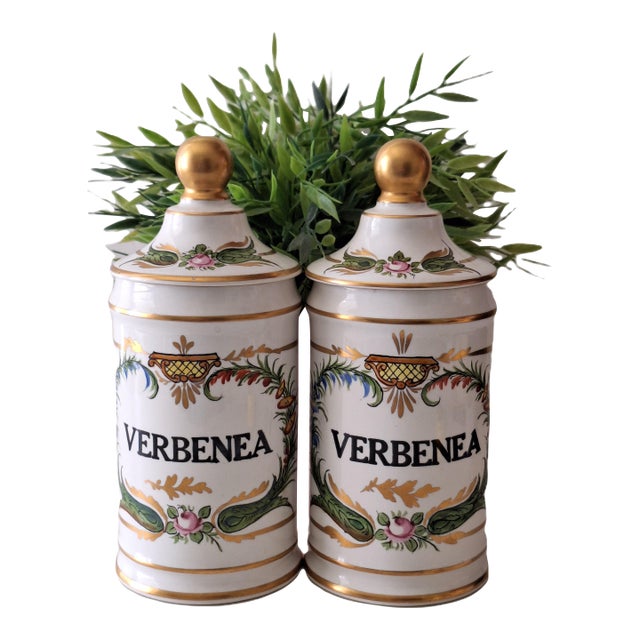 Mid 20th Century French Provence Style Carlin Comforts Pair of Apothecary Jars For Sale