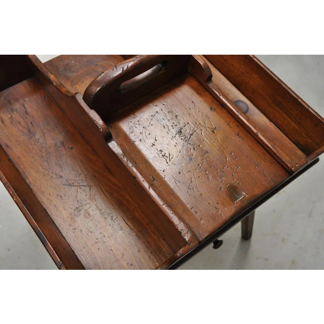 Brown Vtg Pine Wood Primitive Country Rustic Cobblers Work Stand Side Table W/ Drawer For Sale - Image 8 of 13