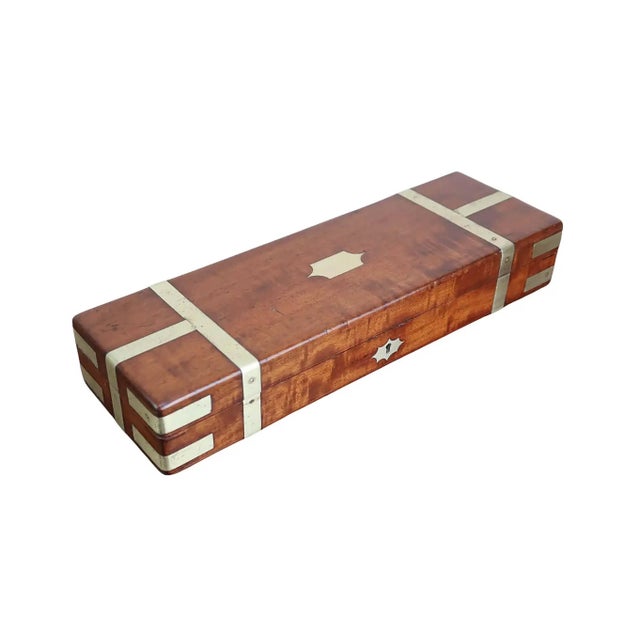 Antique Brass Mounted Campaign Box, 1850 For Sale - Image 9 of 9