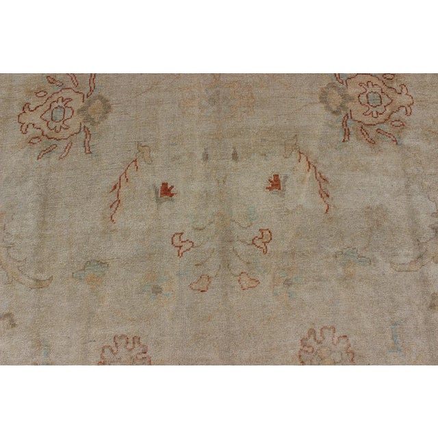 Large Turkish Oushak Rug With Pastel Colors and All-Over Floral Design For Sale - Image 9 of 13