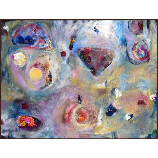 Abstract Large Contemporary Pink Abstract Expressionist Oil on Canvas Painting by Toni Flynn "My Talk Show" For Sale - Image 3 of 11