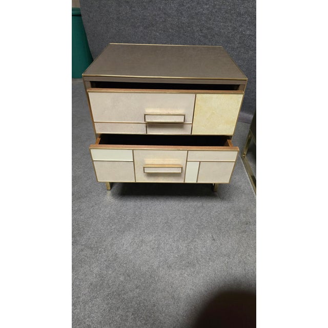 Contemporary Bedside Table in Walnut and Stone-Effect Glass from Justfurnituress SRL For Sale - Image 3 of 18