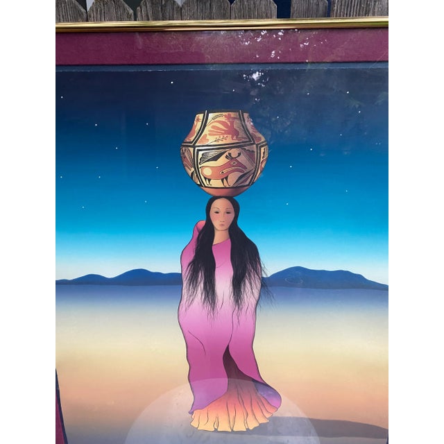 Metal Original R C Gorman Signed Lithograph 'The Water Carrier', Framed For Sale - Image 7 of 13