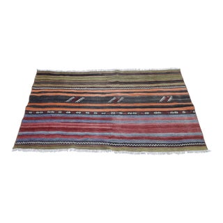1970s Turkish Nomadic Chinese Striped Kilim For Sale