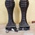 Wood Vintage Uttermost Carved Wood-Finish Urn Table Lamps With Damask Shades – Pair For Sale - Image 7 of 18