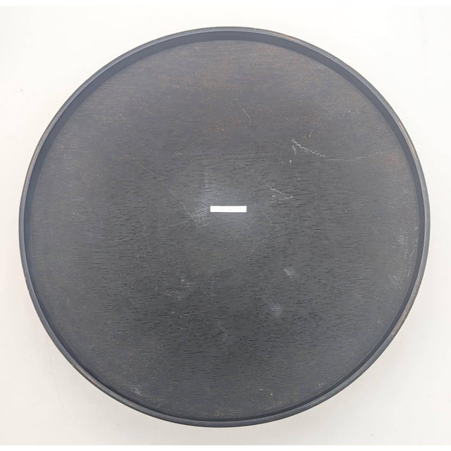 Mid 20th Century Round Pressed Teak Wood Tray With Handles For Sale - Image 10 of 11
