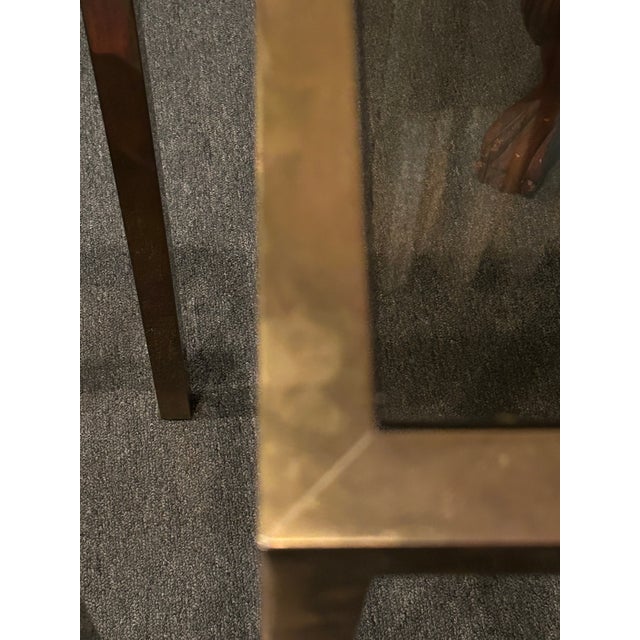 Midcentury Modern Tall Aged Brass & Smokey Glass End Tables or Stands -a Pair For Sale - Image 11 of 11