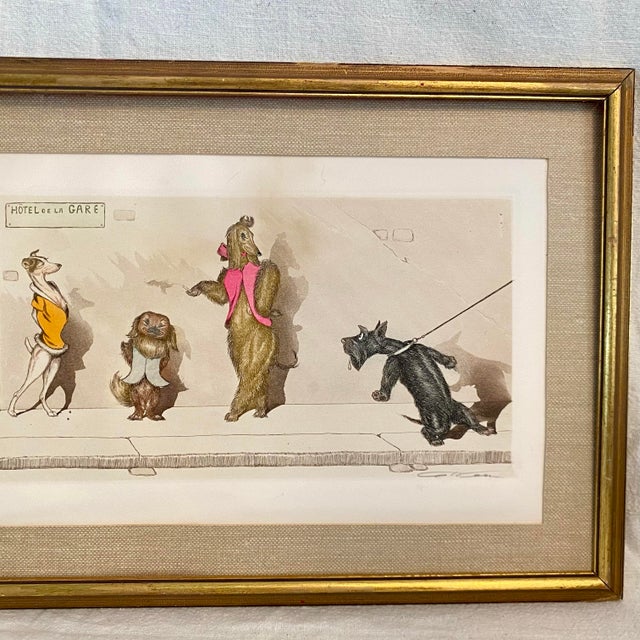 Framed French "Dirty Dogs of Paris" Hand Colored Etching by Boris O'Klein For Sale In Sacramento - Image 6 of 8