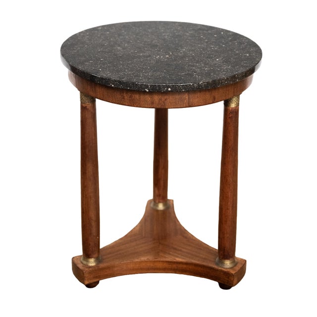 19th Century French Empire Round Table or Gueridon of Walnut With Marble Top For Sale - Image 5 of 10
