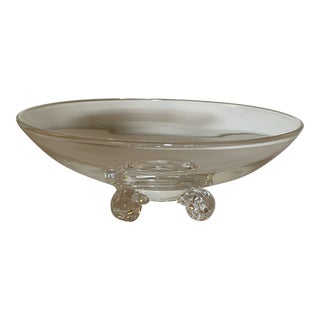 Vintage Steuben Signed Crystal Glass Footed Centerpiece Bowl For Sale