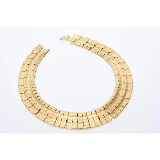 Metal Vintage Reticulated Textural Gold Plated Collar Necklace, 1960's For Sale - Image 7 of 10