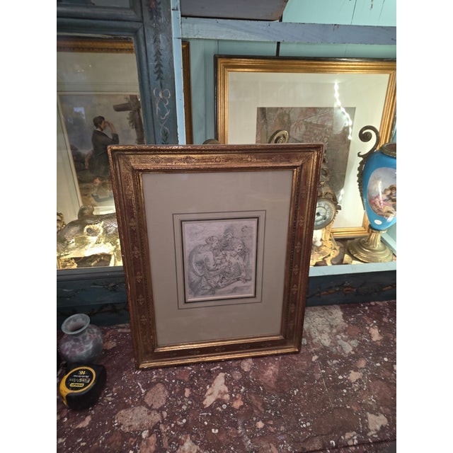 Late 19th Century Antique Drawing of Three Figures For Sale - Image 5 of 11