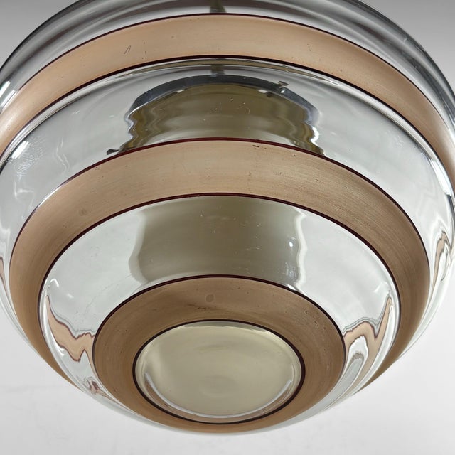 Scandinavian Beehive Pendant Lamp in Glass and Steel, Sweden, 1930s For Sale - Image 6 of 13