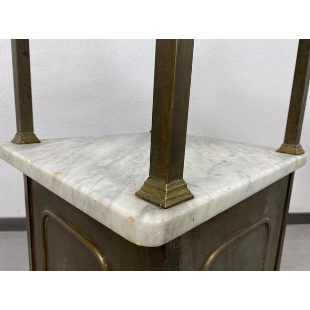 Brass Bedside Table with Marble Top, 1920s For Sale - Image 8 of 10