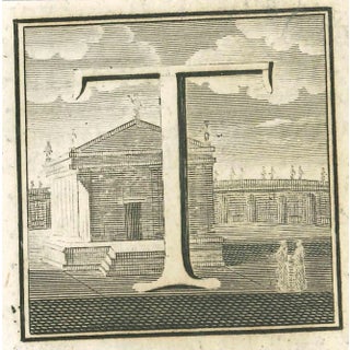 Unknown, Letter of the Alphabet T, Etching, 18th Century For Sale