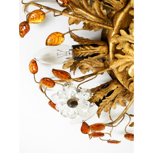Large Italian Gilt Ceiling Lamp in Glass by Banci Firenze, 1960s For Sale - Image 15 of 18