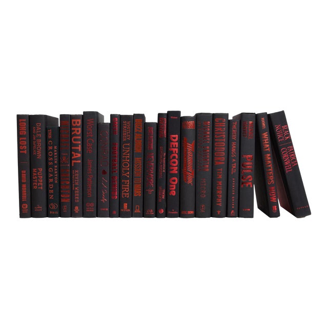 Decorative Books - Onyx & Red Books - Black Books By The Foot For Sale